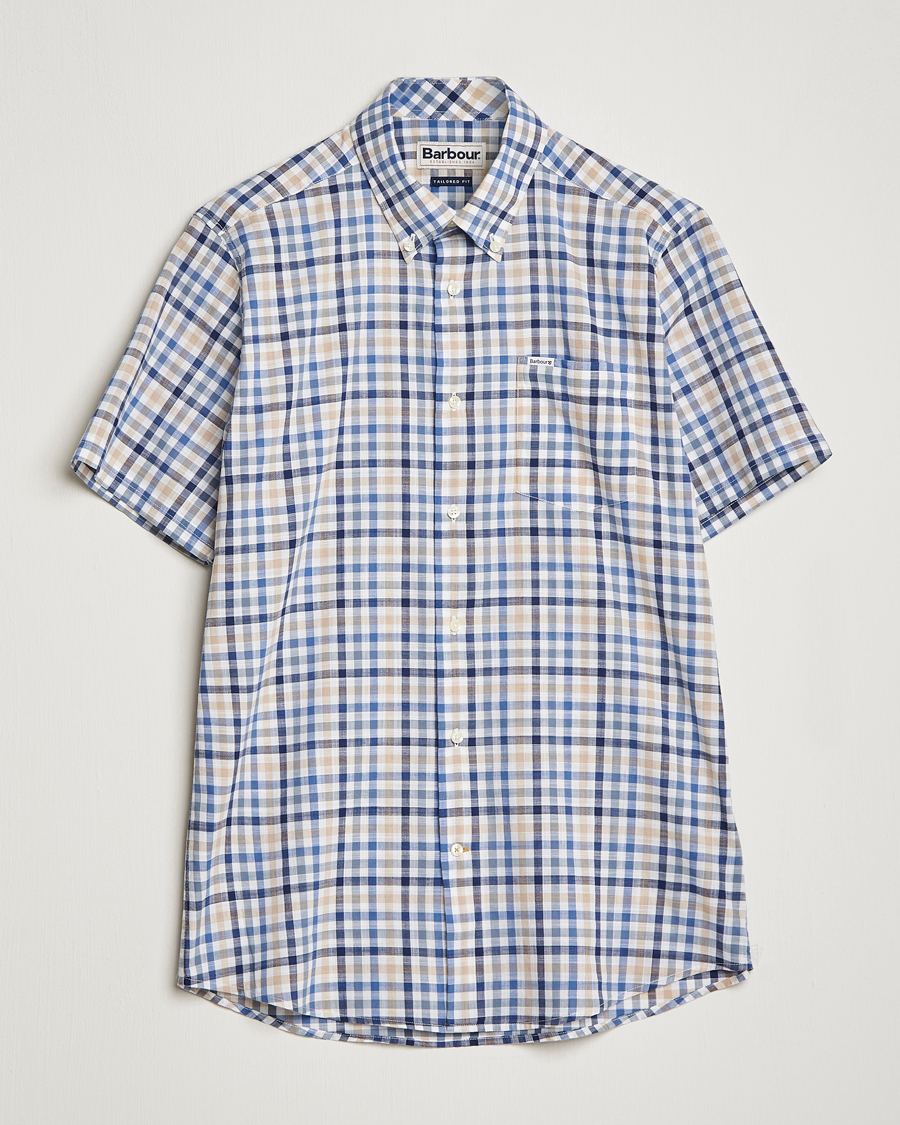 Herr | Skjortor | Barbour Lifestyle | Tailored Fit Kinson Short Sleeve Checked Shirt Stone