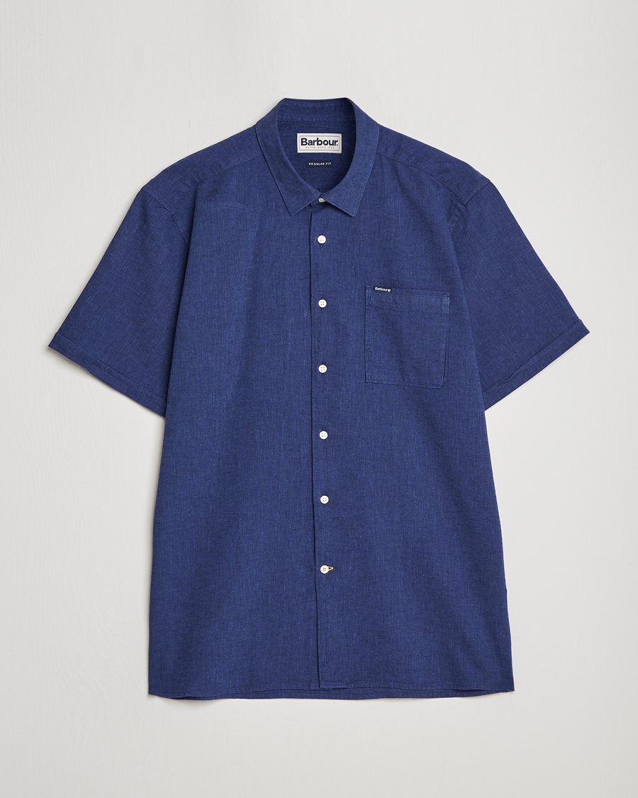 Herr | Skjortor | Barbour Lifestyle | Tailored Fit Nelson Cotton/Linen Shirt Indigo