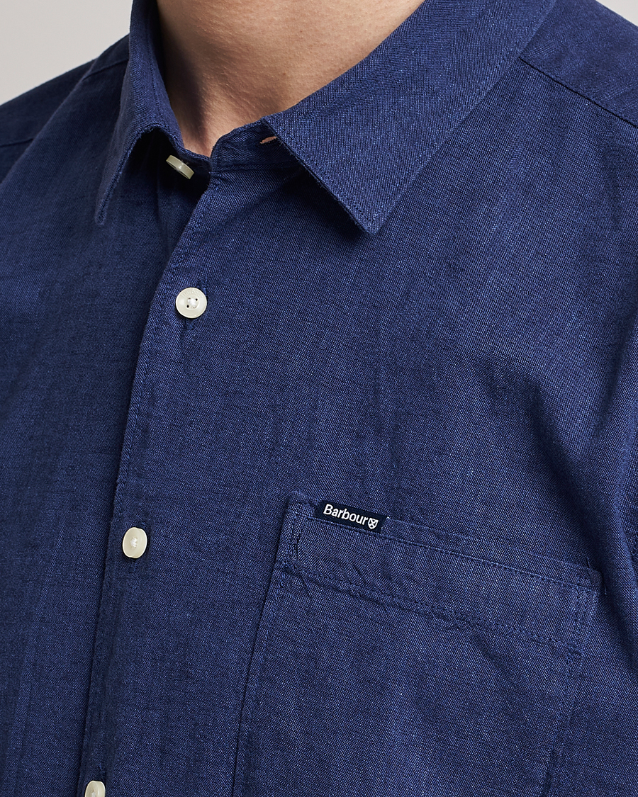 Herr | Skjortor | Barbour Lifestyle | Tailored Fit Nelson Cotton/Linen Shirt Indigo