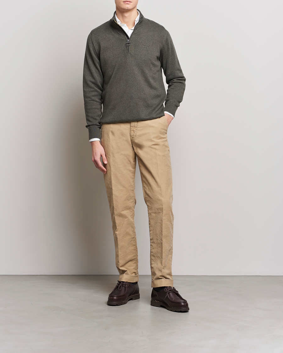 Herr | Tröjor | Barbour Lifestyle | Cotton Half Zip Olive Marl