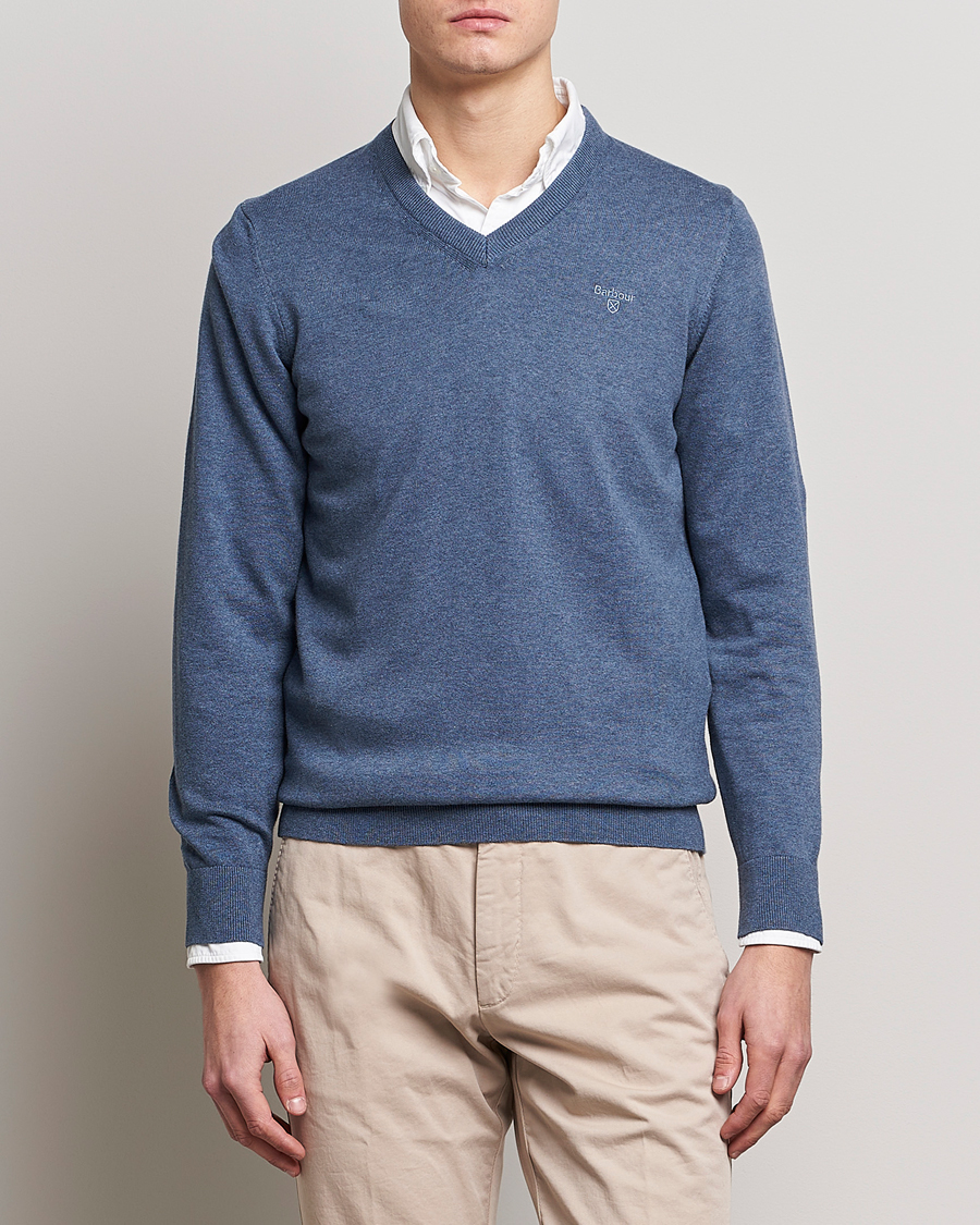 Herr | Pullover V-ringade | Barbour Lifestyle | Pima Cotton V-Neck Dark Chambray