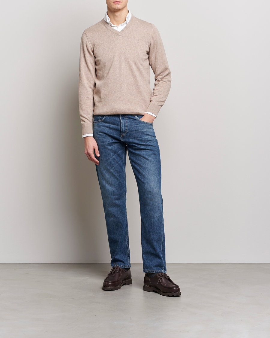 Herr | Tröjor | Barbour Lifestyle | Pima Cotton V-Neck Sand Marl