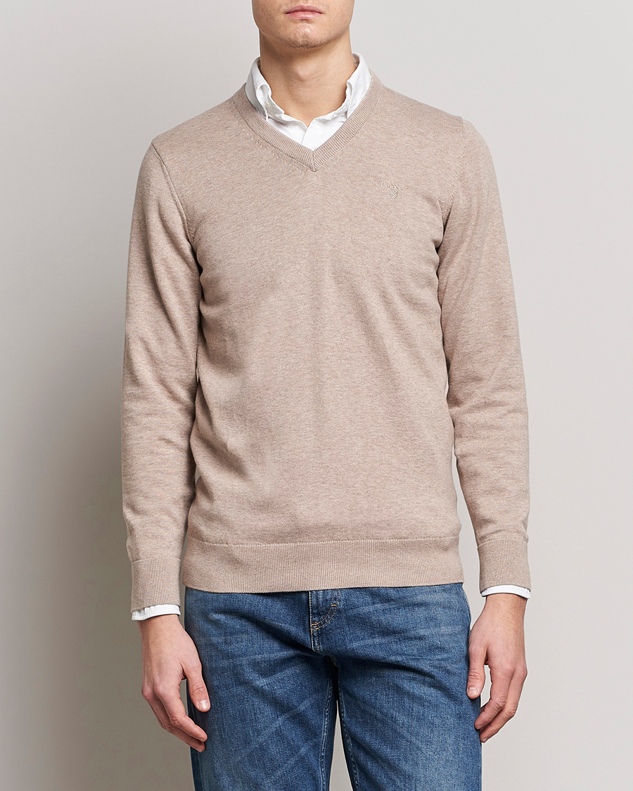 Herr | Best of British | Barbour Lifestyle | Pima Cotton V-Neck Sand Marl