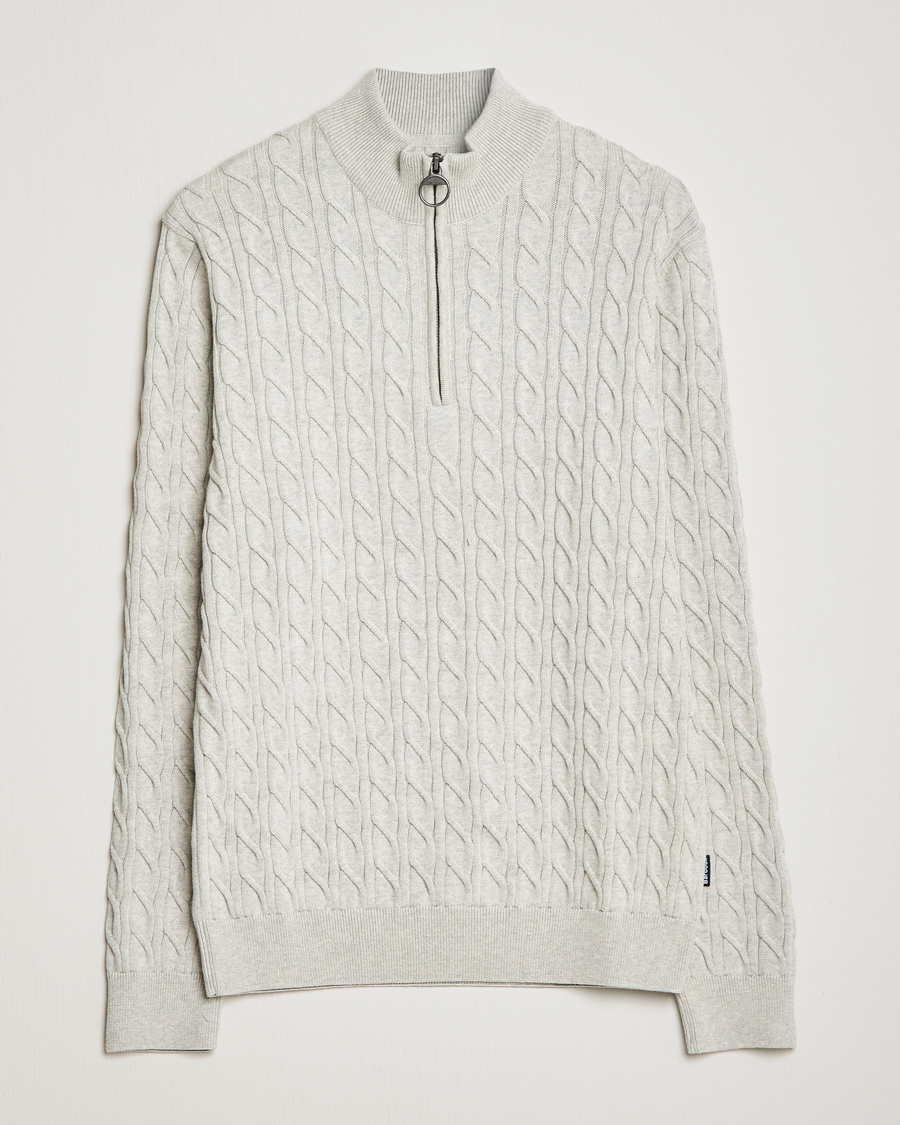 Herr | Tröjor | Barbour Lifestyle | Cable Knit Half Zip Ecru Marl