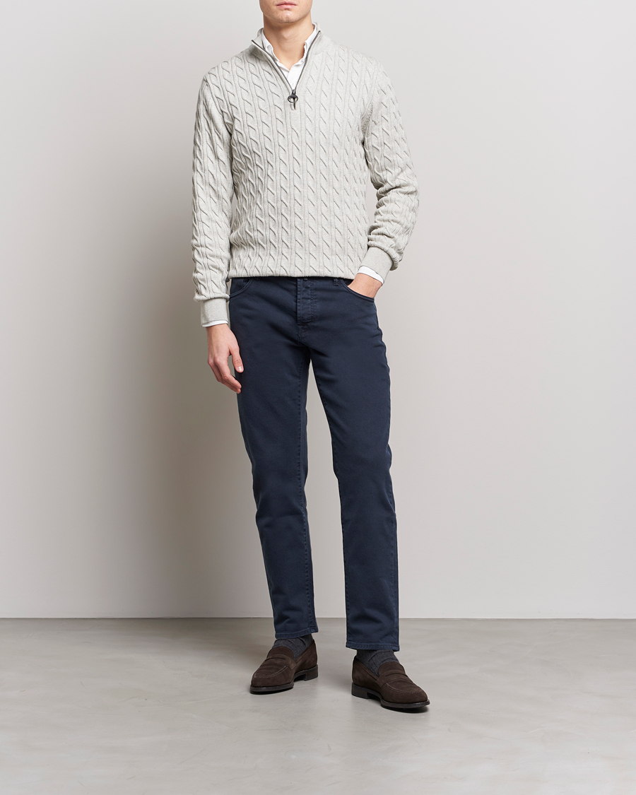 Herr | Tröjor | Barbour Lifestyle | Cable Knit Half Zip Ecru Marl