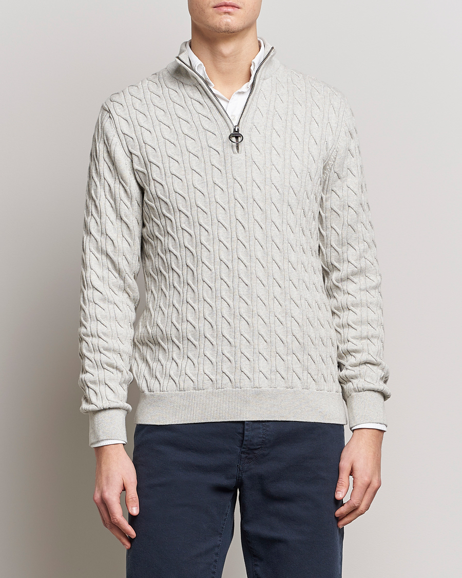Herr | Tröjor | Barbour Lifestyle | Cable Knit Half Zip Ecru Marl