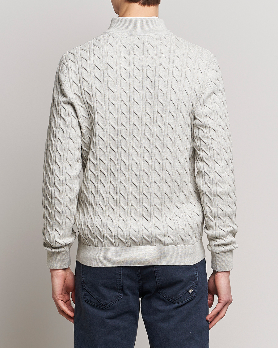 Herr | Tröjor | Barbour Lifestyle | Cable Knit Half Zip Ecru Marl