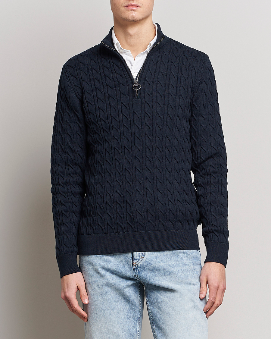 Herr | Barbour | Barbour Lifestyle | Cable Knit Half Zip Navy