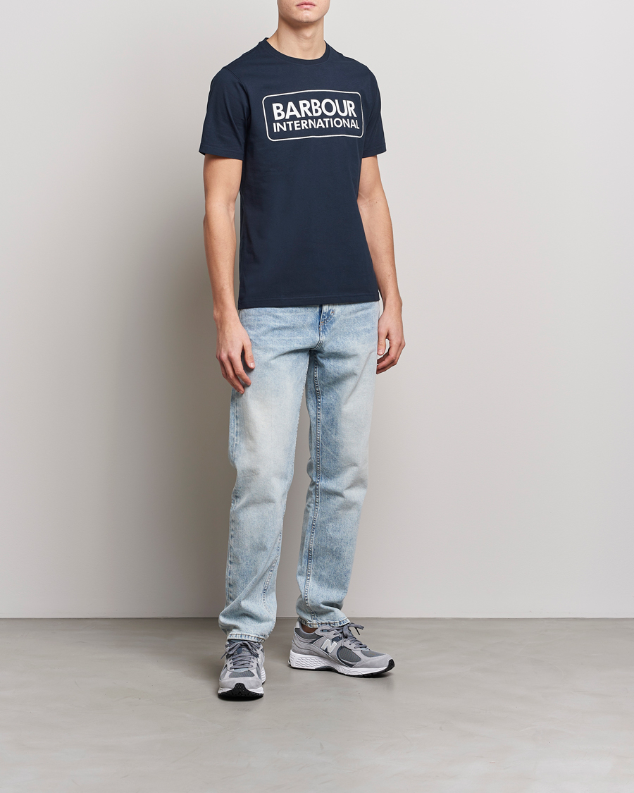 Herr | T-Shirts | Barbour International | Large Logo Crew Neck Tee Navy