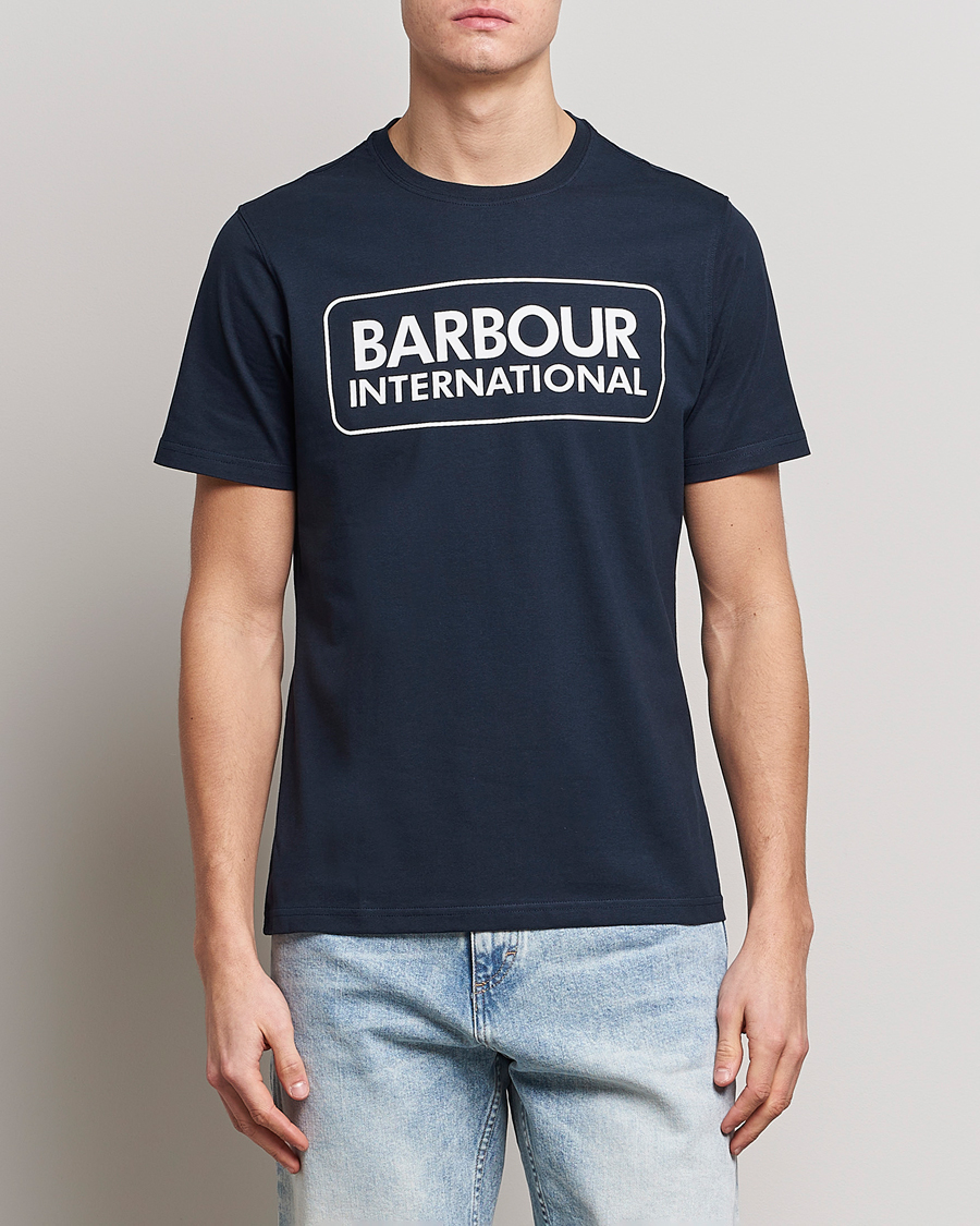 Herr | T-Shirts | Barbour International | Large Logo Crew Neck Tee Navy