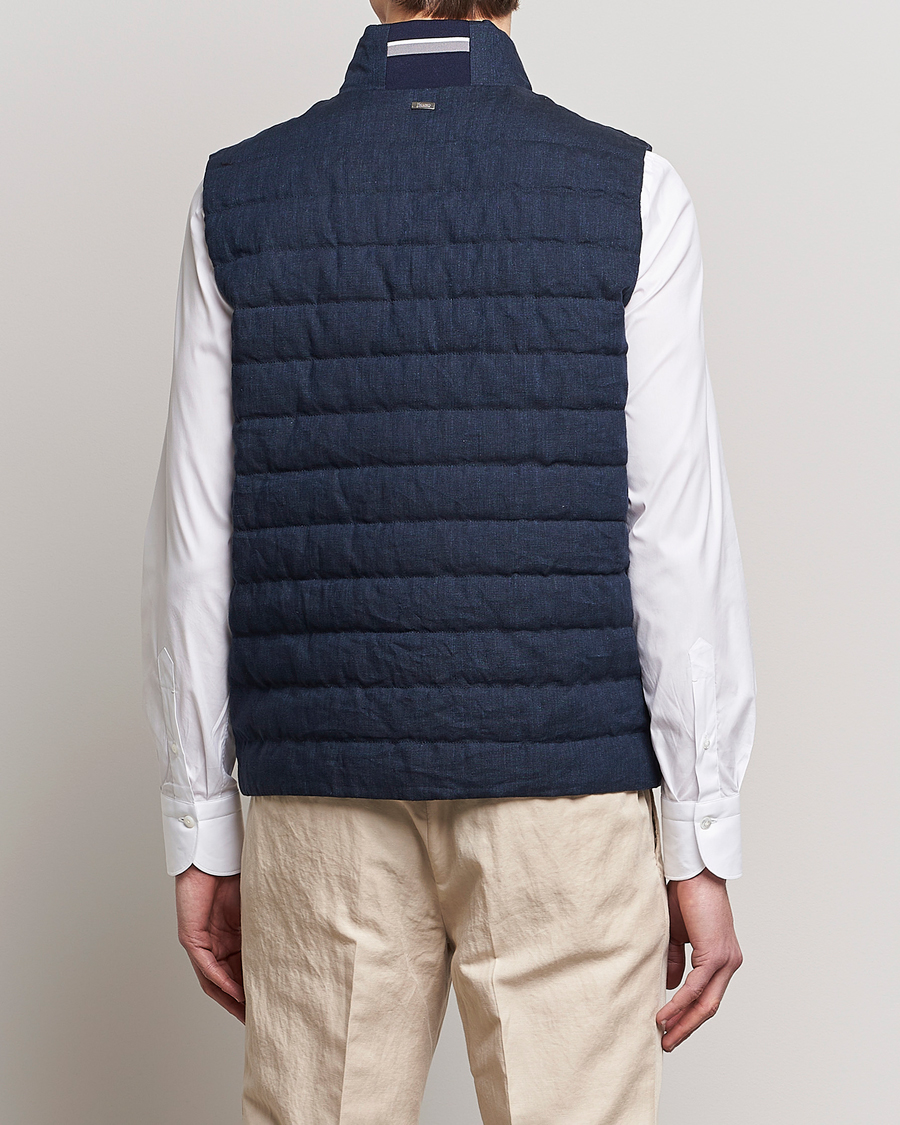 Herr | Västar | Herno | Padded Linen Vest Navy