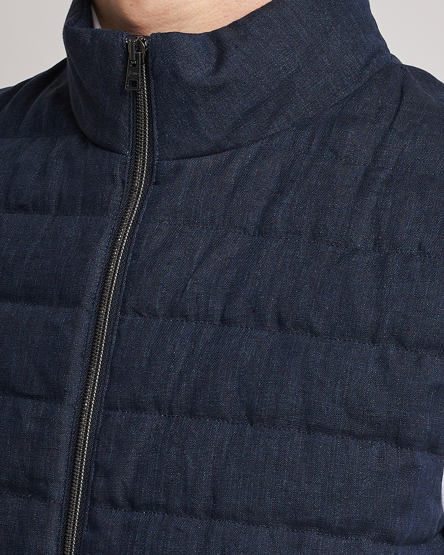 Herr | Västar | Herno | Padded Linen Vest Navy