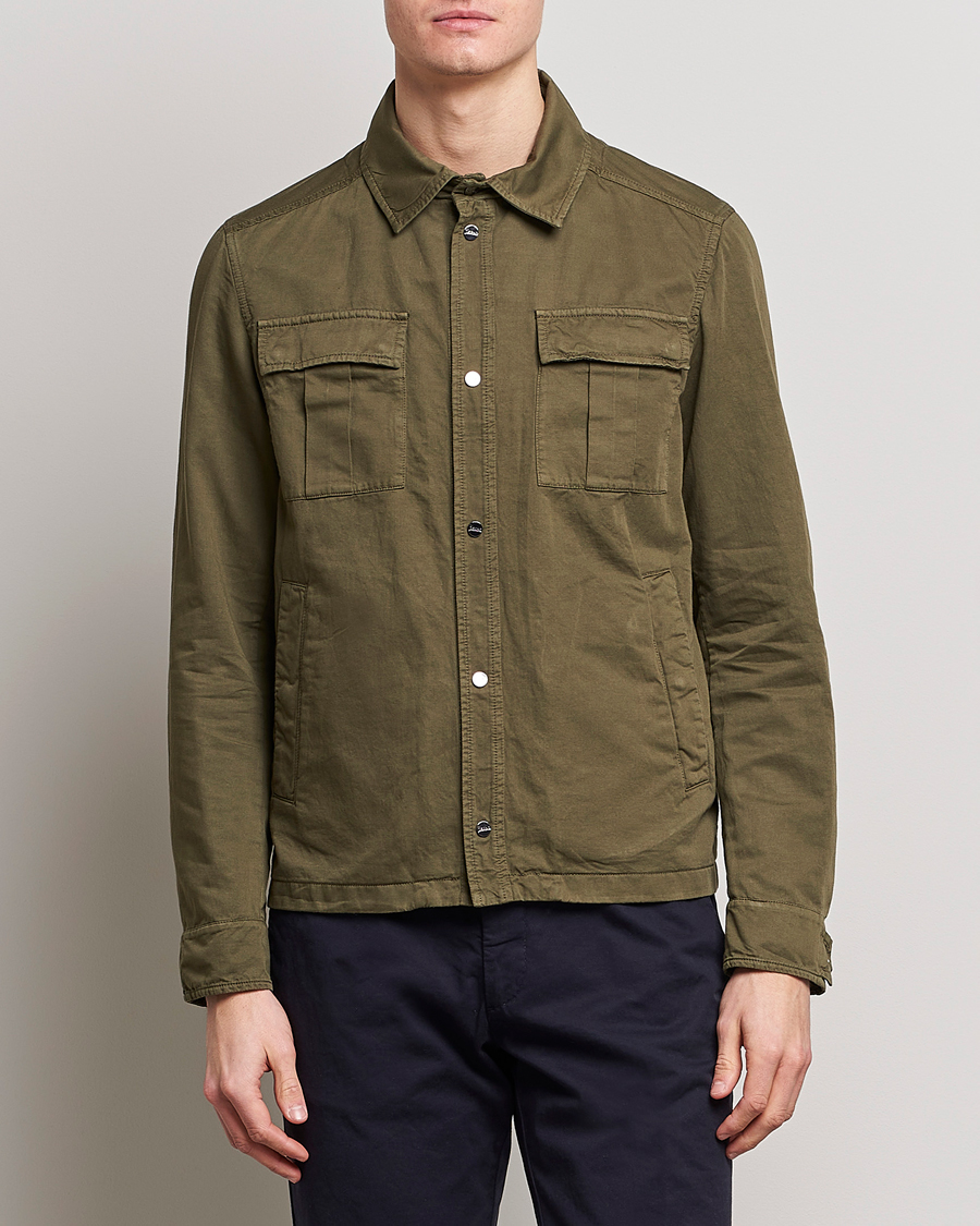 Herr | Dressade jackor | Herno | Washed Cotton/Linen Shirt Jacket Army Green