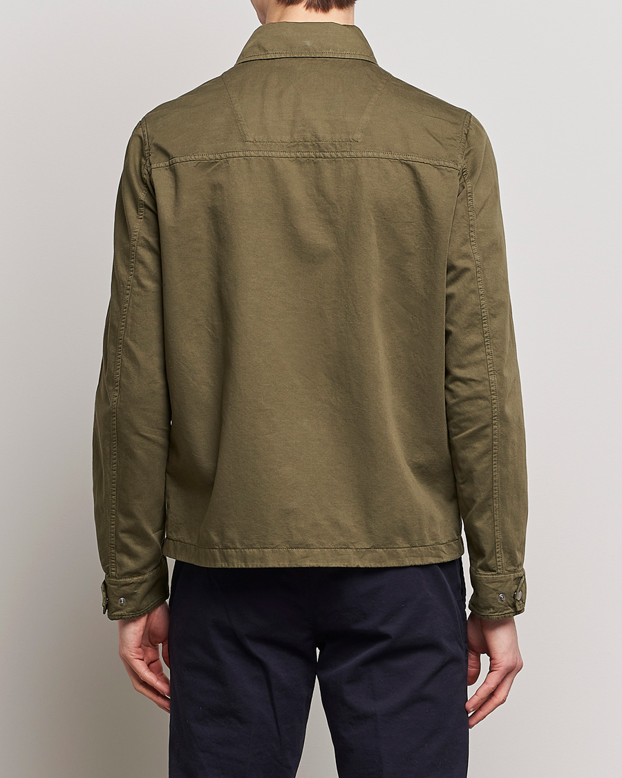 Herr | Jackor | Herno | Washed Cotton/Linen Shirt Jacket Army Green