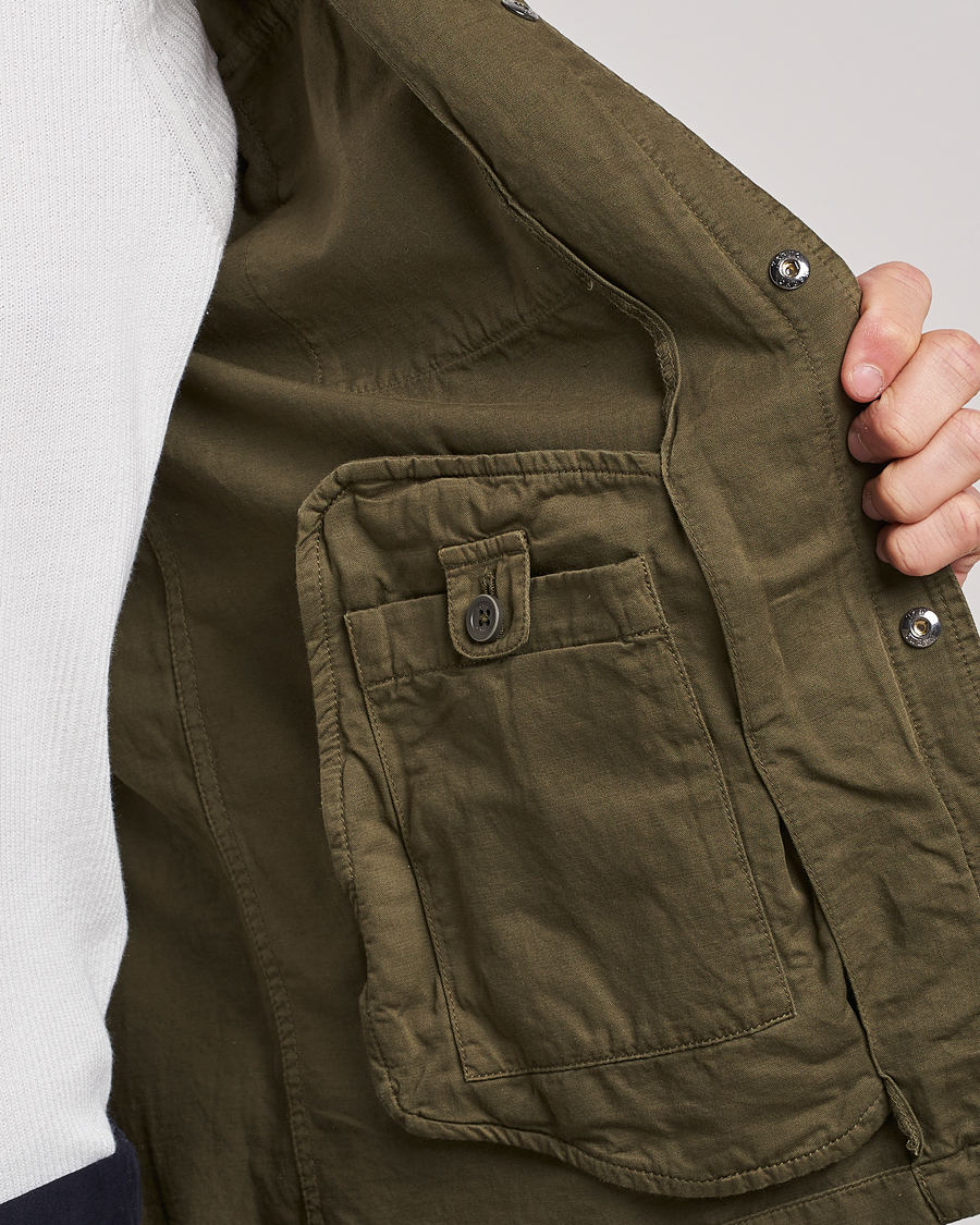 Herr | Jackor | Herno | Washed Cotton/Linen Shirt Jacket Army Green