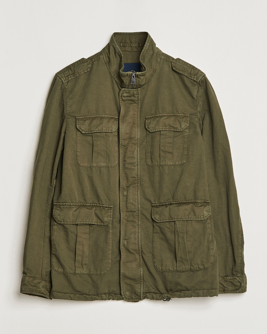 Herr | Jackor | Herno | Washed Cotton/Linen Field Jacket Army Green