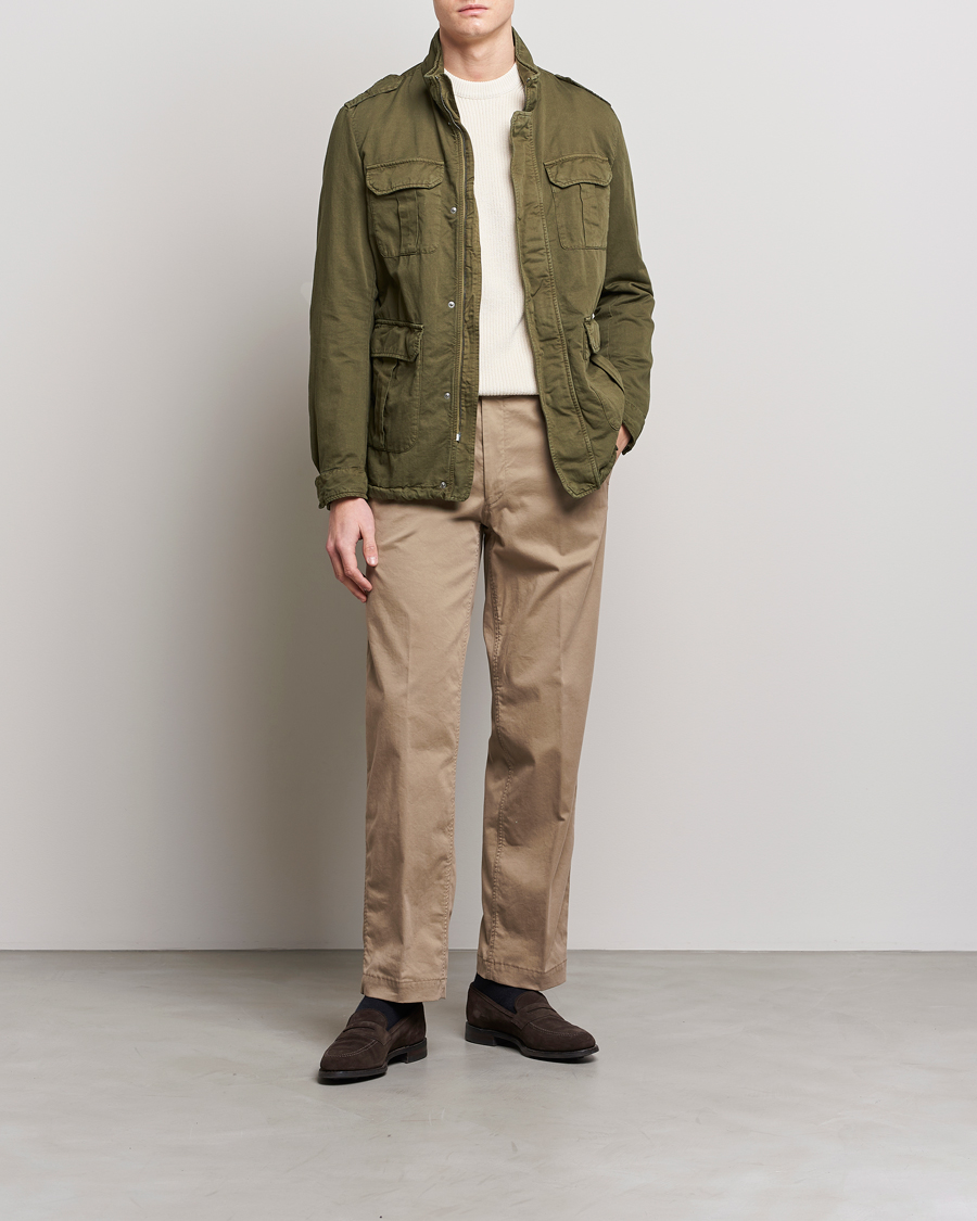 Herr | Jackor | Herno | Washed Cotton/Linen Field Jacket Army Green
