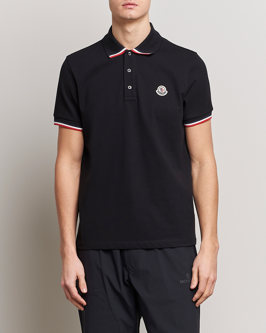 Herr | Kortärmade pikéer | Moncler | Tricolor Rib Polo  Black