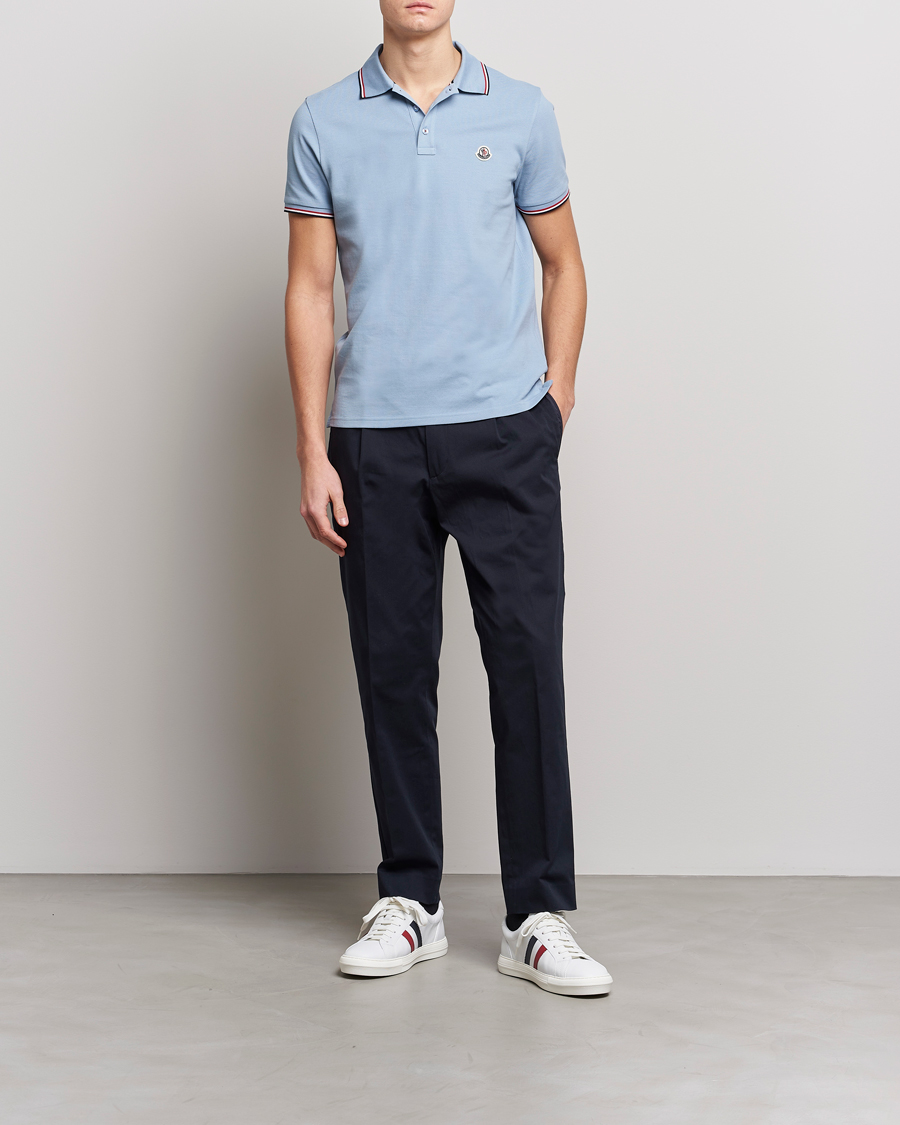 Herr | Pikéer | Moncler | Contrast Rib Polo Light Blue