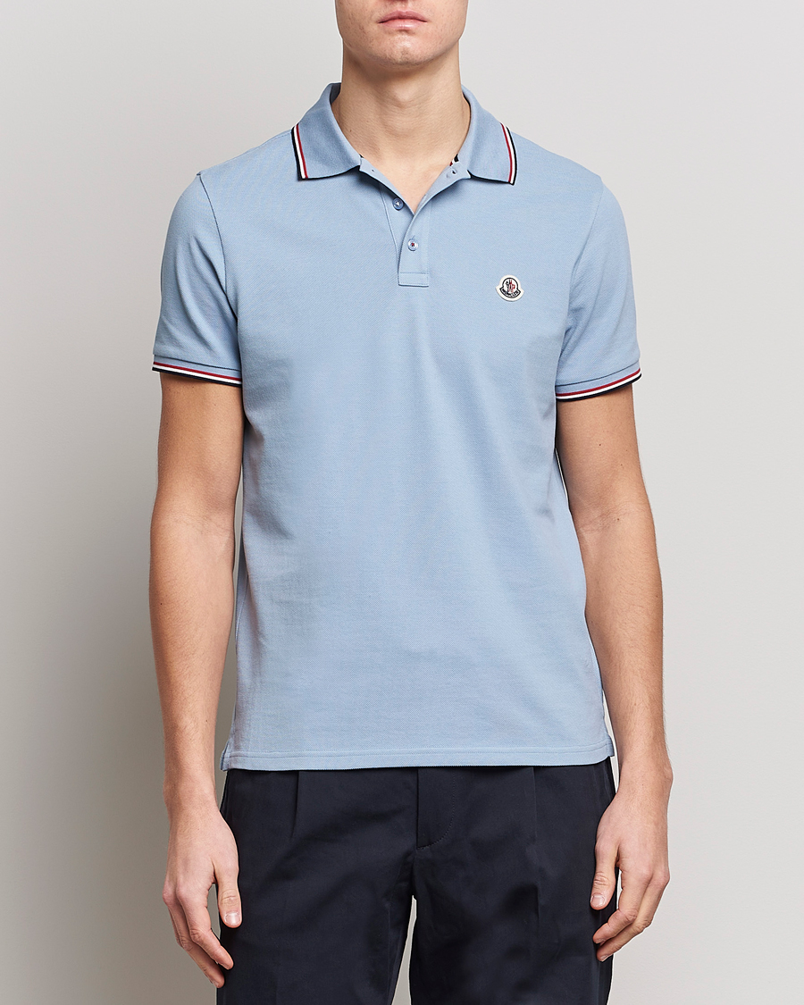 Herr | Pikéer | Moncler | Contrast Rib Polo Light Blue