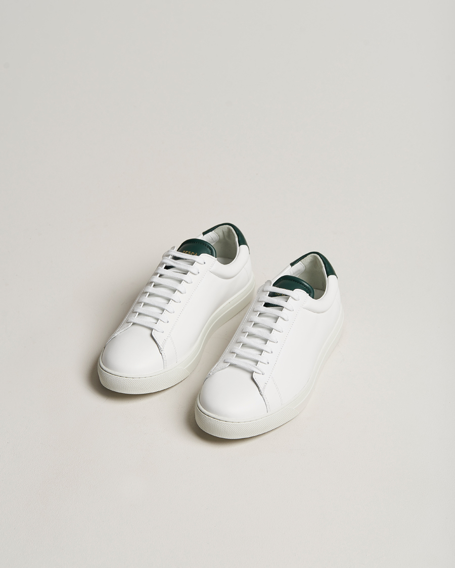 Herr | Zespà ZSP4 Nappa Leather Sneakers White/Dark Green | Zespà | ZSP4 Nappa Leather Sneakers White/Dark Green