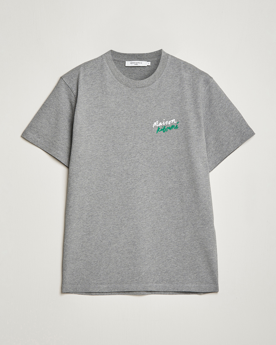 Herr | T-Shirts | Maison Kitsuné | Mini Handwriting Tee Grey Melange