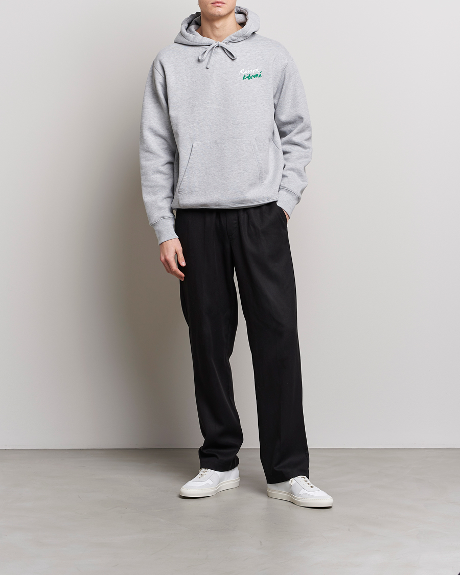 Herr | Tröjor | Maison Kitsuné | Mini Handwriting Hoodie Light Grey Melange