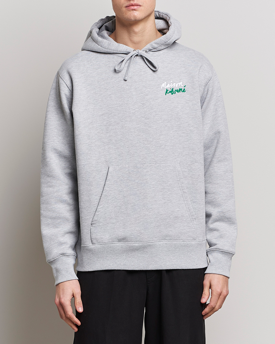 Herr | Tröjor | Maison Kitsuné | Mini Handwriting Hoodie Light Grey Melange