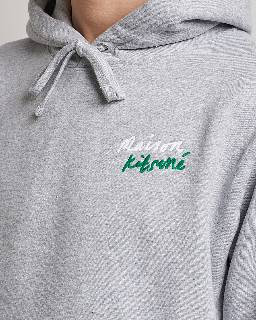 Herr | Tröjor | Maison Kitsuné | Mini Handwriting Hoodie Light Grey Melange