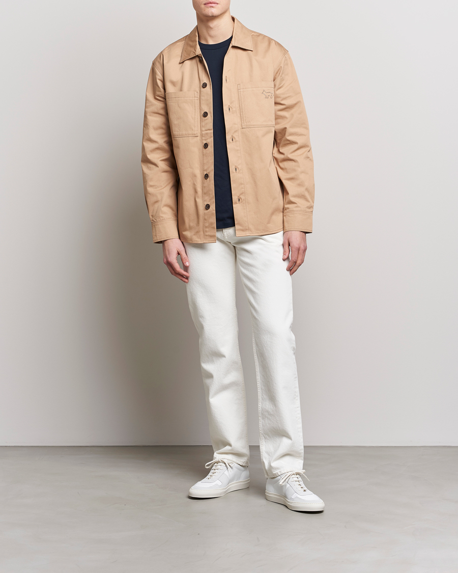 Herr | Jackor | Maison Kitsuné | Cotton Shirt Jacket Beige