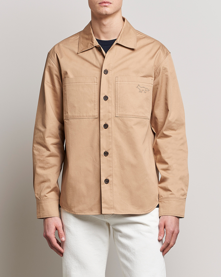 Herr | Jackor | Maison Kitsuné | Cotton Shirt Jacket Beige