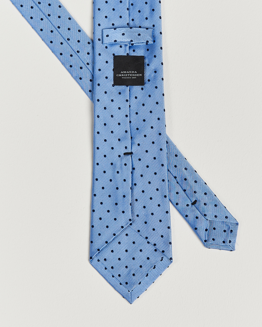 Herr | Slipsar | Amanda Christensen | Dot Classic Tie 8 cm Sky Blue/Navy