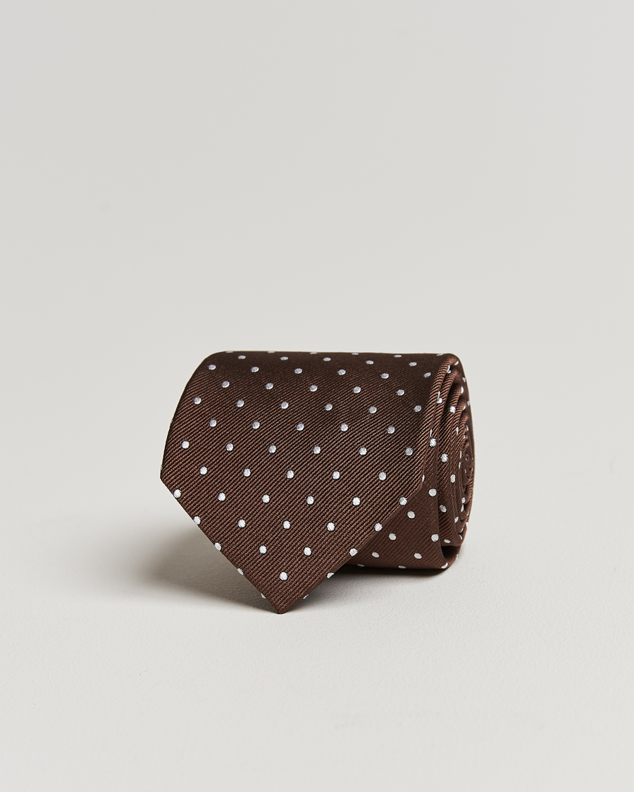 Herr | Slipsar | Amanda Christensen | Dot Classic Tie 8 cm Brown/White