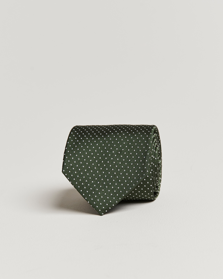 Herr | Amanda Christensen Micro Dot Classic Tie 8 cm Olive/White | Amanda Christensen | Micro Dot Classic Tie 8 cm Olive/White