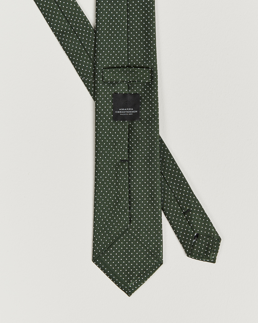 Herr | Slipsar | Amanda Christensen | Micro Dot Classic Tie 8 cm Olive/White