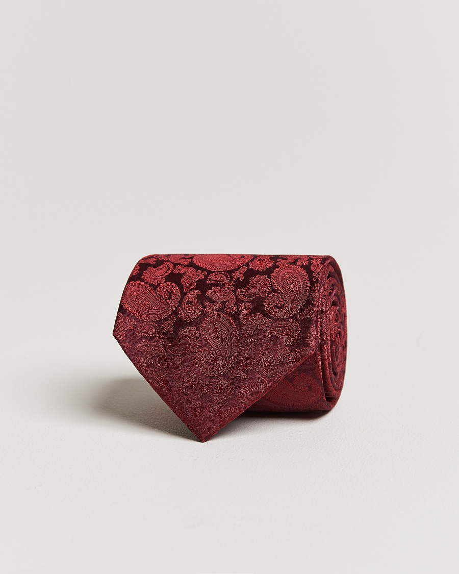 Herr | Slipsar | Amanda Christensen | Silk Tonal Paisley Tie 8 cm Wine