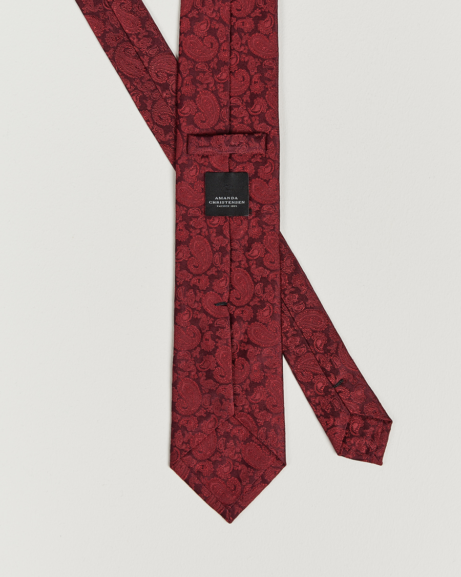 Herr | Slipsar | Amanda Christensen | Silk Tonal Paisley Tie 8 cm Wine