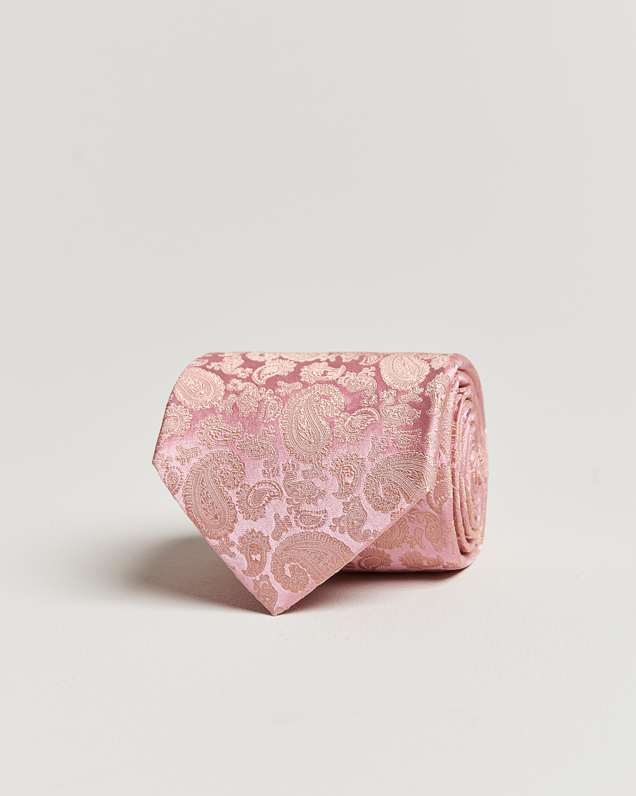 Herr | Slipsar | Amanda Christensen | Silk Tonal Paisley Tie 8 cm Powder Pink