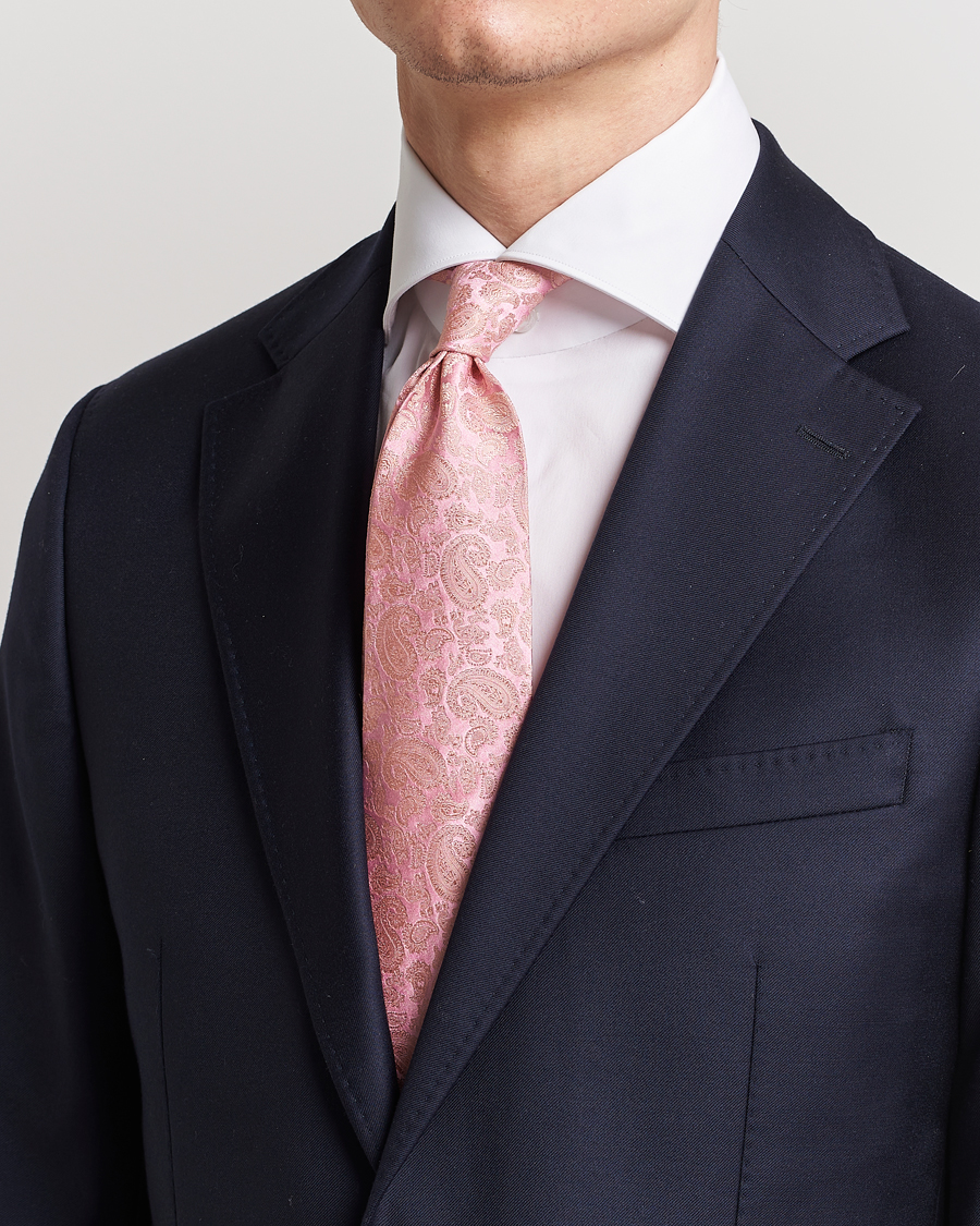 Herr | Slipsar | Amanda Christensen | Silk Tonal Paisley Tie 8 cm Powder Pink