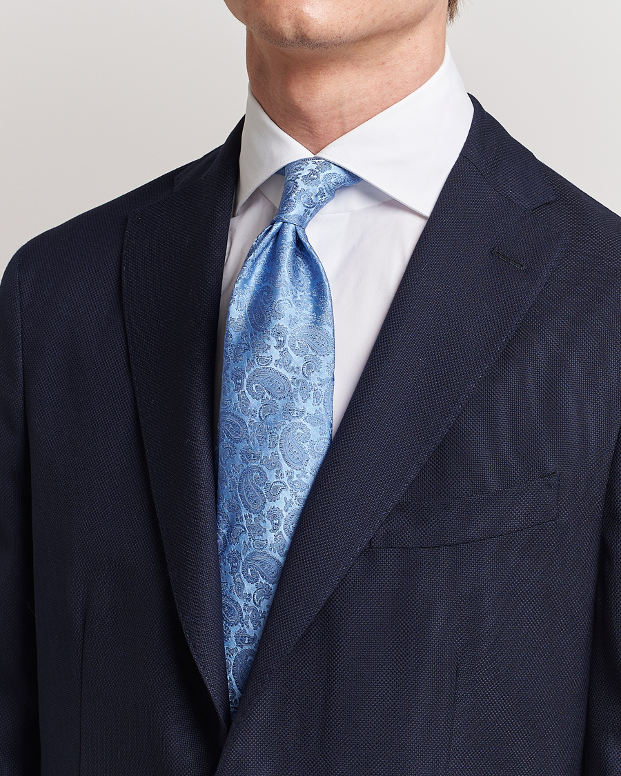 Herr | Accessoarer | Amanda Christensen | Silk Tonal Paisley Tie 8 cm Sky Blue