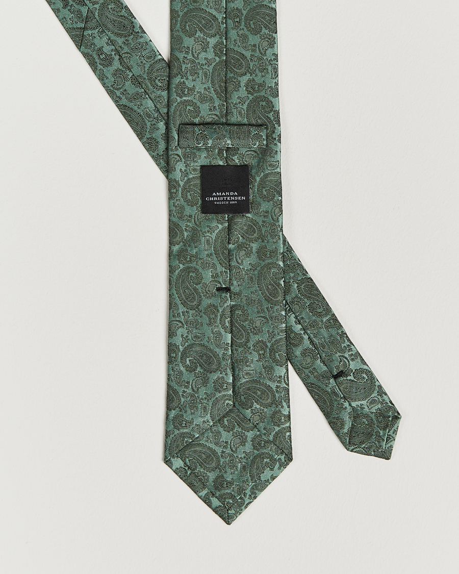 Herr | Amanda Christensen Silk Tonal Paisley Tie 8 cm Olive | Amanda Christensen | Silk Tonal Paisley Tie 8 cm Olive