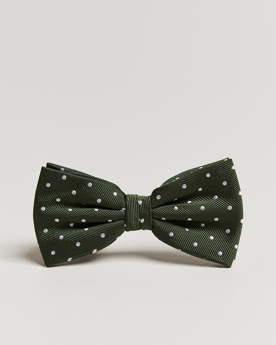Herr | Amanda Christensen Dot Pre Tie Silk Olive/White | Amanda Christensen | Dot Pre Tie Silk Olive/White
