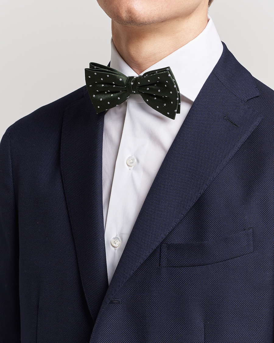 Herr | Amanda Christensen Dot Pre Tie Silk Olive/White | Amanda Christensen | Dot Pre Tie Silk Olive/White
