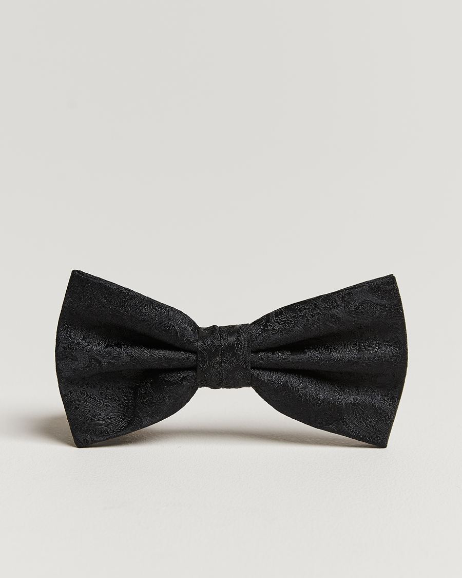Herr | Amanda Christensen Tonal Paisley Pre Tie Silk Black | Amanda Christensen | Tonal Paisley Pre Tie Silk Black