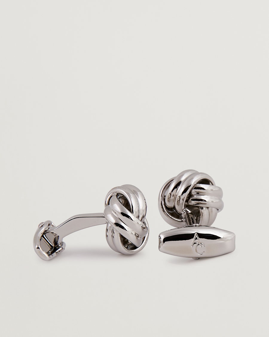 Herr | Black Tie | Amanda Christensen | Knot Cufflink & Shirt Studs Set Silver