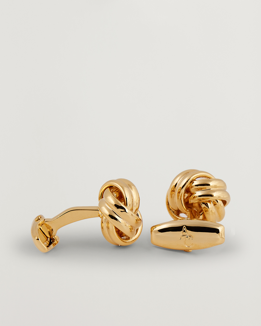 Herr | Manschettknappar | Amanda Christensen | Knot Cufflink & Shirt Studs Set Gold