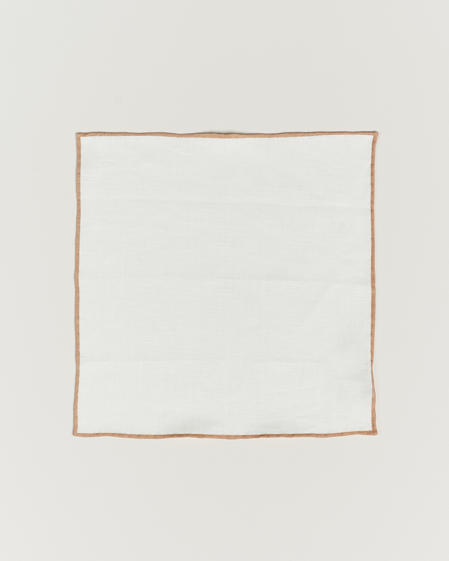Herr | Näsdukar | Amanda Christensen | Linen Paspoal Pocket Square Sand/White