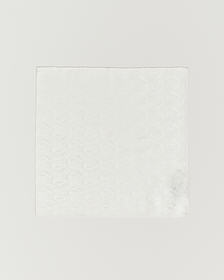 Herr | Näsdukar | Amanda Christensen | Tonal Paisley Silk Pocket Square Cream