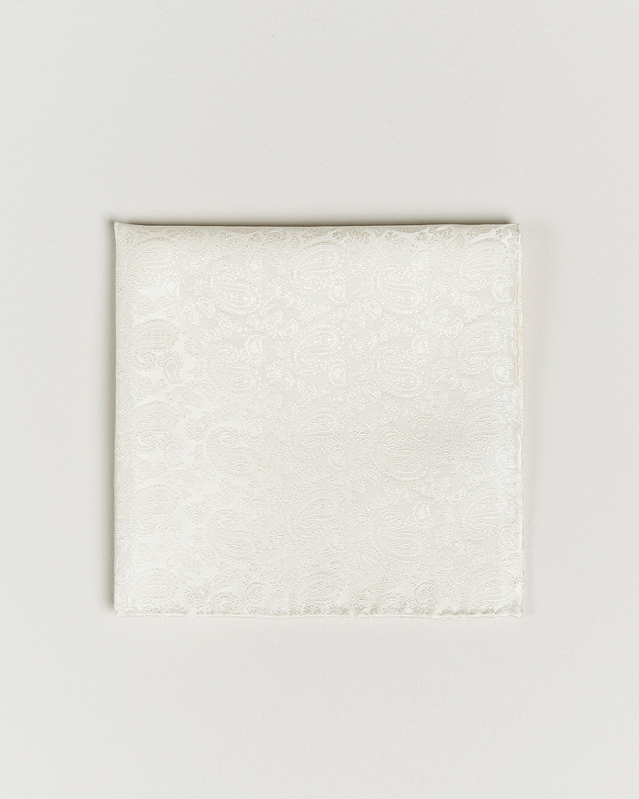 Herr | Näsdukar | Amanda Christensen | Tonal Paisley Silk Pocket Square Cream