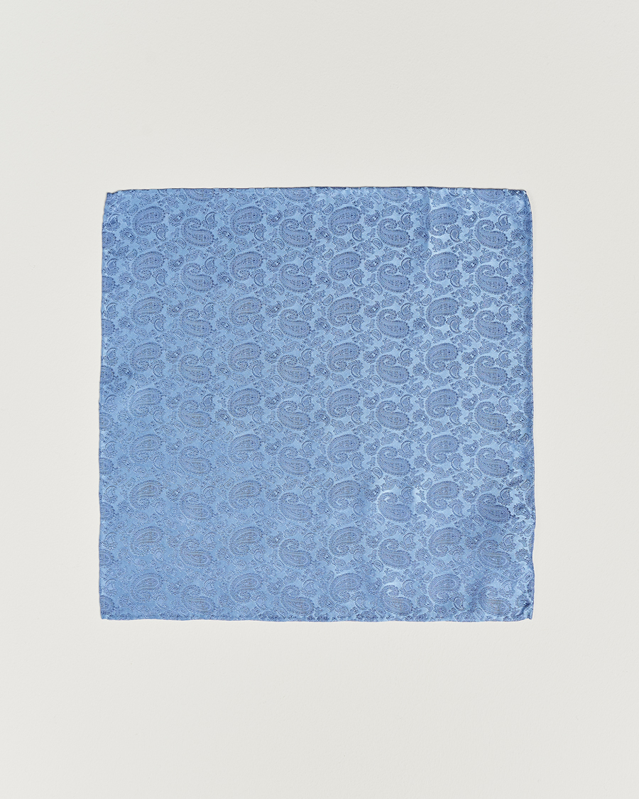 Herr | Näsdukar | Amanda Christensen | Tonal Paisley Silk Pocket Square Sky Blue